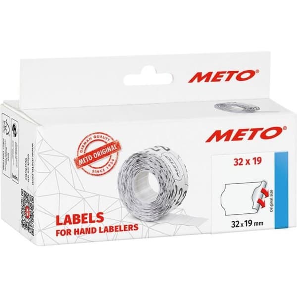 Prisetikett - Meto - 30007368 - Avtagbar - 32 mm x 19 mm - Vit - 1 st
