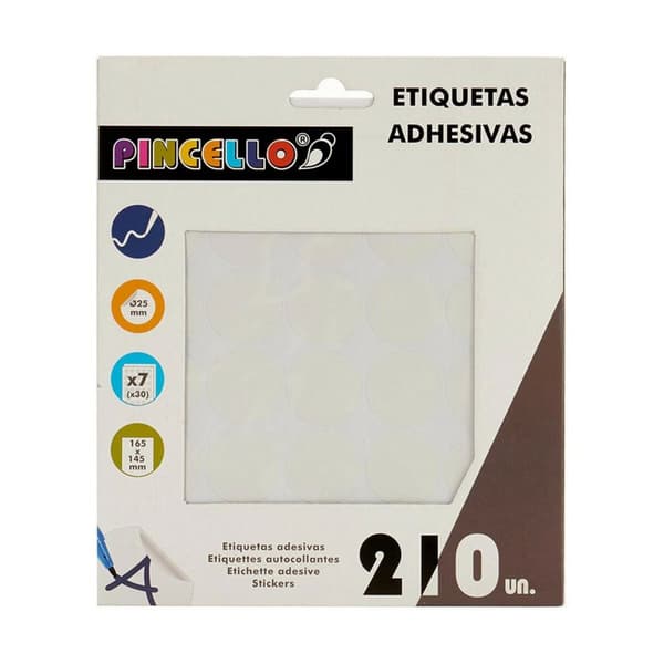 Självhäftande etiketter Pincello 1711076 Vit Ø 25 mm (12 antal)