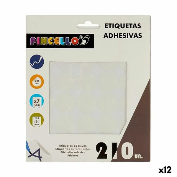 Självhäftande etiketter Pincello 1711076 Vit Ø 25 mm (12 antal)