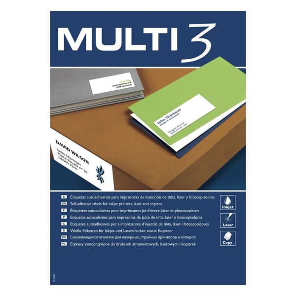 Etiketter MULTI 3 105 X 40 mm Vit 100 Blad