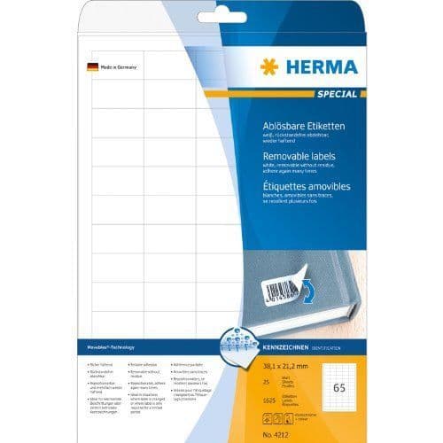 HERMA Labels SuperPrint, 38,1x21,2mm, fristående...