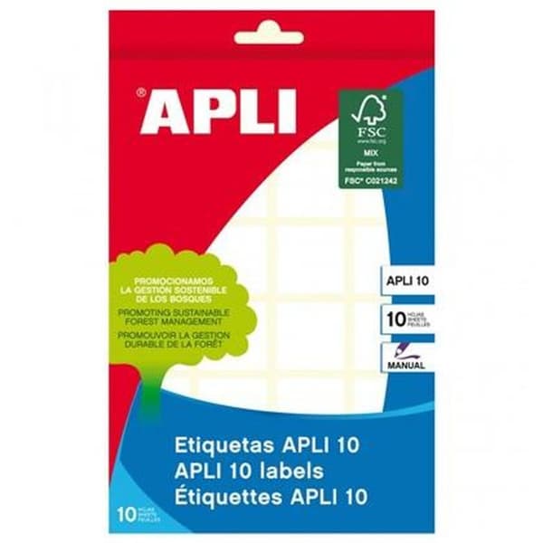 Etiketter Apli Hvid 10 Ark (10 enheder)