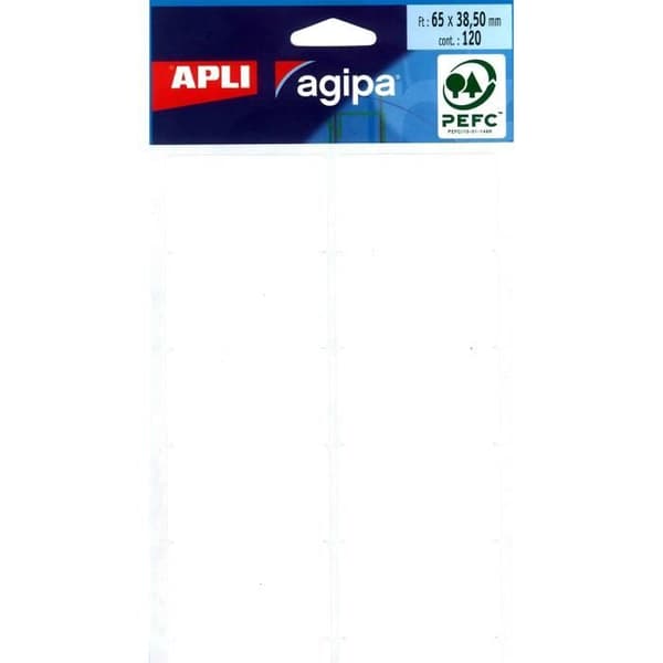 Etiketter - AGIPA - 120 vita etiketter - 65 x 38,5 mm - Idealisk för organisation - Lätt att använda