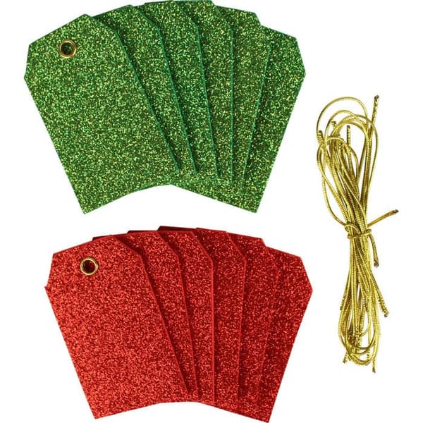 Etikett_tags mousse glitter 12 stycken