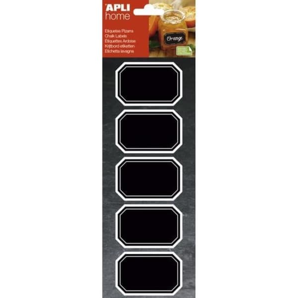 Åttakantiga klistermärken - Apli - 65x41mm - Handstil - Svart - Blandad