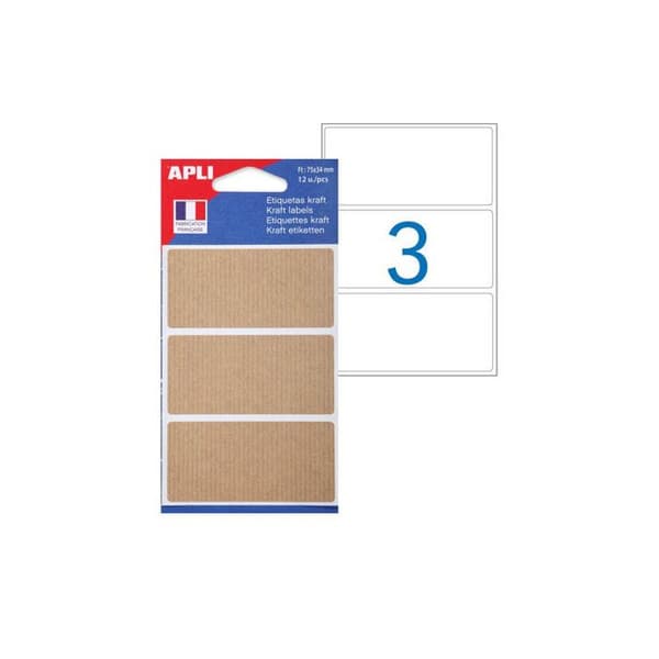 Självhäftande etiketter - Apli - Kraft - 37 x 75 mm - PEFC-certifierade - Fransk tillverkning