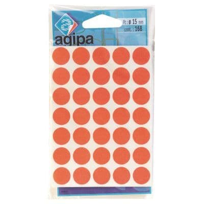 Klistre etiketter - AGIPA - 15 mm - Röd - påse med 168