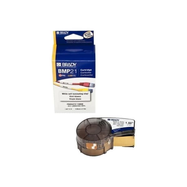 Brady B-427 Genomskinlig matt vinyl, svart på vit rulle (3,81 cm x 4,27 m) 1 rulle etiketter för Brady BMP21,...