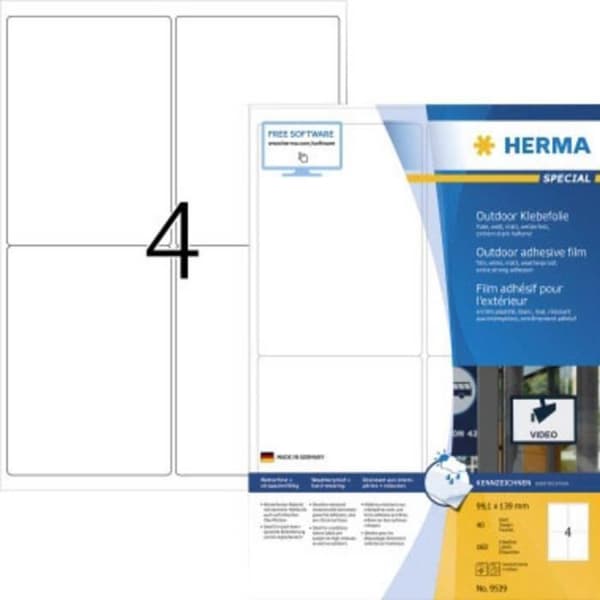 Herma 9539 plastetikett - Vit matt film - 99,1 x 139 mm - 160 st.