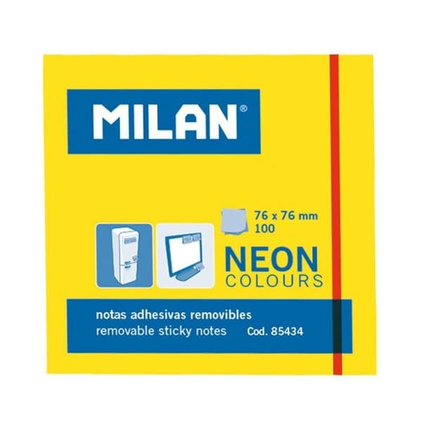 Klæbende huskesedler Milan Gul 76 x 76 mm (10 enheder)