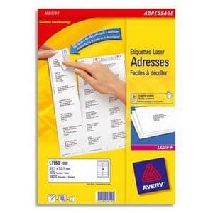 Vita laseretiketter L7159 - Avery - 2400 etiketter - 63,5 X 33,9 mm