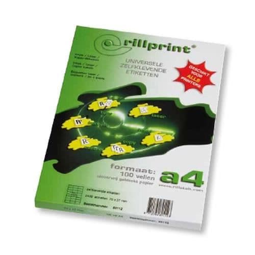 RILLPRINT 100 SJÄLVHÄFTANDE ETIKETTER, 210 X 297 MM, 1 PER ARKA, R