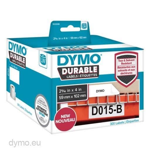 Etikettroll - DYMO - 102 x 59 mm - Vit - 300 etiketter - Universella permanenta