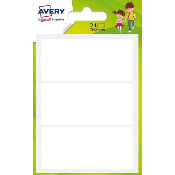 Vita etiketter - Ej specificerade - 21 etiketter - 34 x 75 mm - Permanent lim - Multifunktion