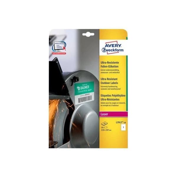 Avery Zweckform Polyeten (PE) matt permanent lim vit A4 (210 x 297 mm) 10 etikett(er) (10 ark(ar) x 1) etiketter