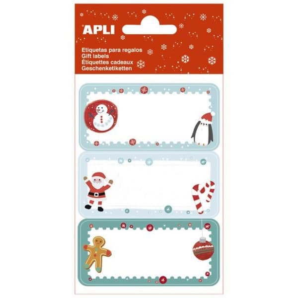 Presentetiketter - Apli Agipa - 3 ark - 9 enheter - Röd - Blandat