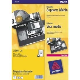 Minietiketter - AVERY - L7656-100 - 8400 etiketter - 46x11,1mm - Vit färg