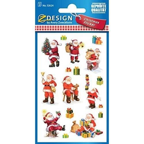 Juletiketter - AVERY - 52624 - Glittrande papper - 2 ark à 16 klistermärken - Blandat