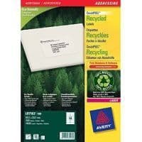 Laseråtervunna etiketter - AVERY - LR7163-100 - 99,1 x 38,1 mm - Vit