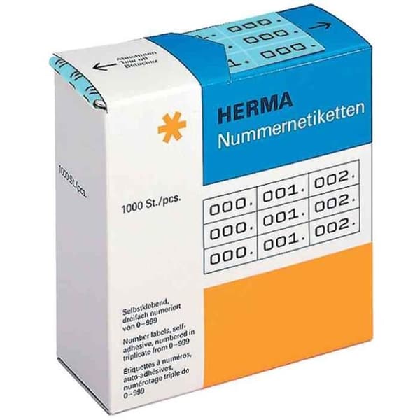 numreringsetiketter 0-999, 10 x 22 mm, nr