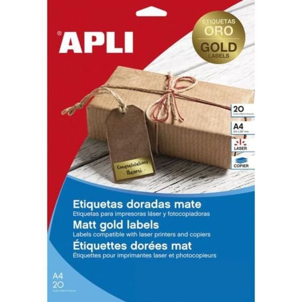 Metalliska guldetiketter 38,1 x 21,2 mm 20 ark