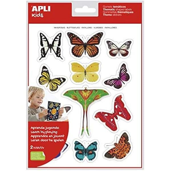 Klistermärken - APLI KIDS - Realistisk fjäril - 24 klistermärken - Avtagbara - Utbildande