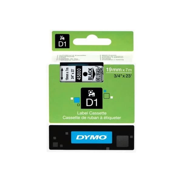 DYMO D1 självhäftande svart på genomskinlig rulle (1,9 cm x 7 m) 1 rull(ar) etiketttejp för LabelMANAGER 360D, 420P,...