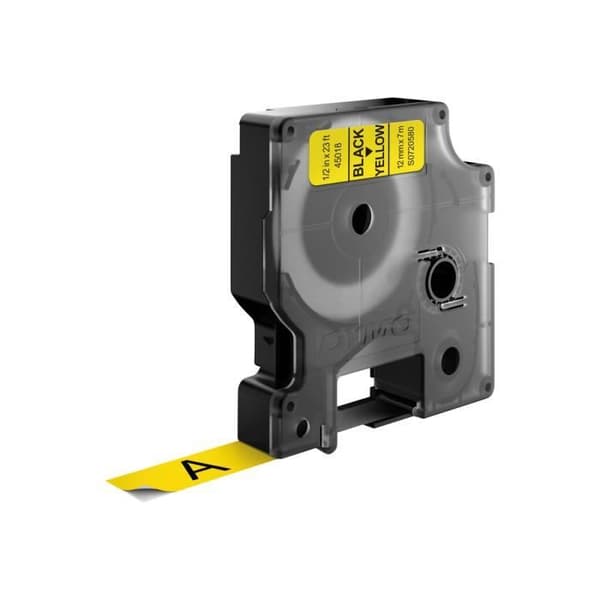 DYMO D1 självhäftande svart på gul rulle (1,2 cm x 7 m) 1 rull(ar) etiketttejp för LabelMANAGER 160, 210D, 210D...