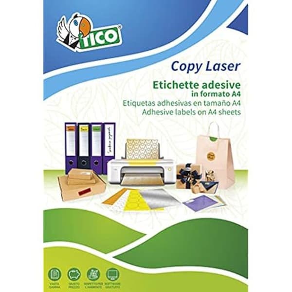 Etikettblad - TICO - 947861 - Vitt papper - Förpackning med 100 - Blandat