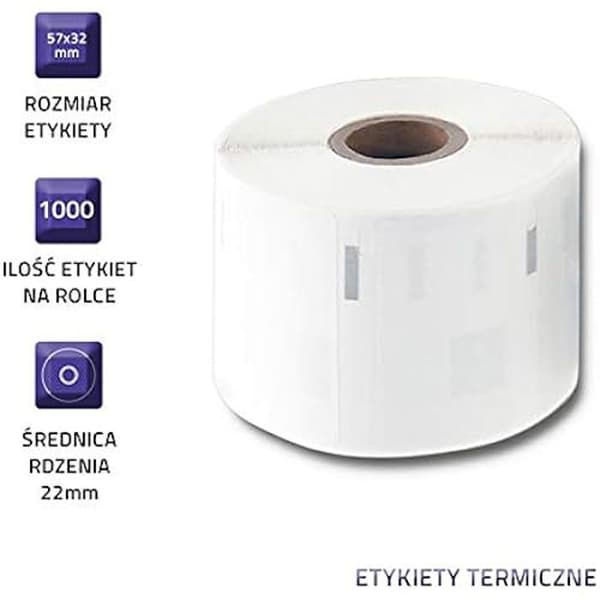 Etiketter - QOLTEC - DYMO Lw-11354 - 57 x 32 mm - 1000 stycken - Vatten- och UV-beständig