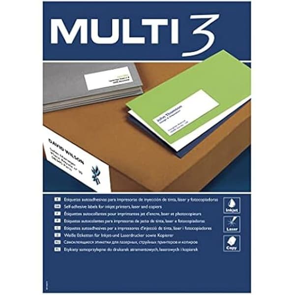 Självhäftande markeringar - MULTI3 - Multi3 - 100 ark - 70 x 16,9 mm - Raka kanter