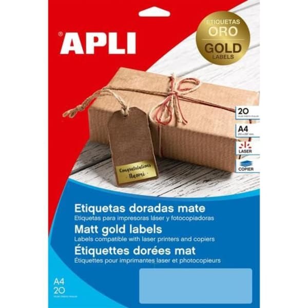 Apli 14886 - Guldfärgade etiketter format 45,7 x 21,2 mm Laser och kopiator