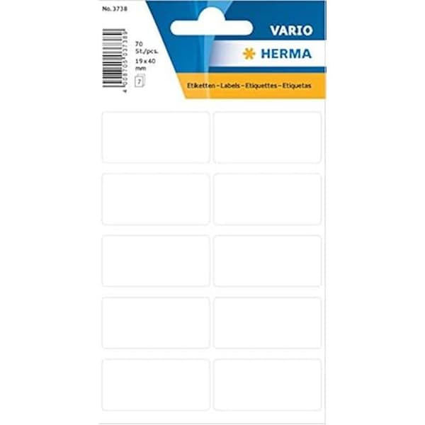 Rektangulära etiketter - HERMA - 19x40mm - 70 vita etiketter - Kontorsmaterial - Blandat