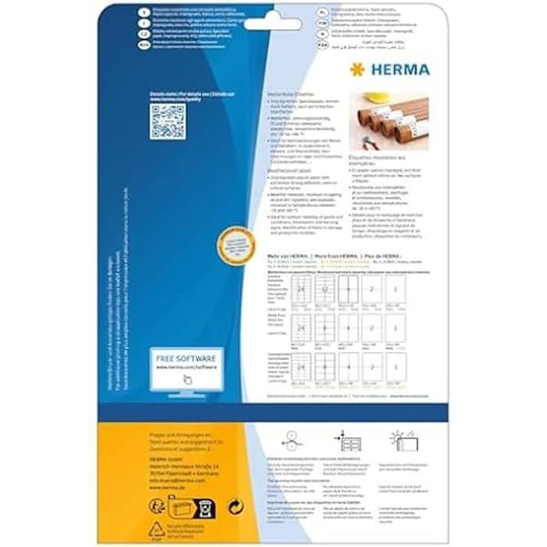 Självhäftande Etiketter - HERMA - 10795 - Rektangel med Rundade Hörn - Vit - 160 stycken