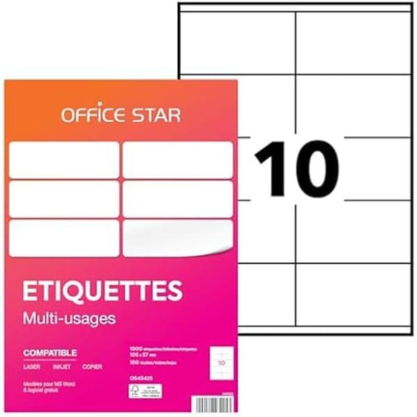 Avery självhäftande etiketter - A4 vita - 6500 enheter - 38 x 21,2 mm - Anpassningsbara - FSC-certifierad