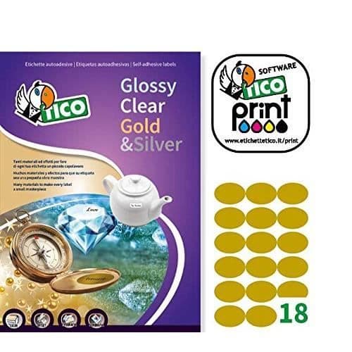 TICO GL4 6342 etiketter i guldpapper, oval form, guld-färg - GL4-6342