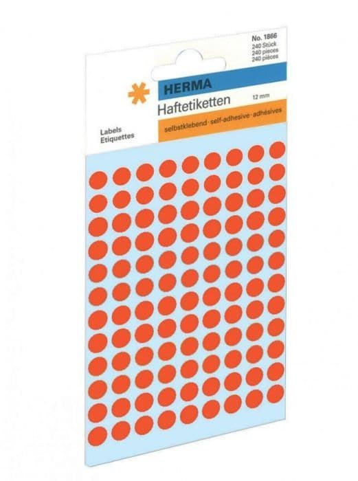 multianvändningsetiketter, diameter: 8 mm, vit