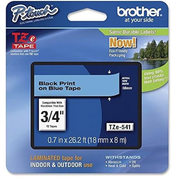Etikett - BROTHER - LABEL - 3/4" - Svart på Blå - 012502625926