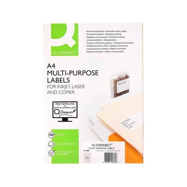 Låda med 2400 självhäftande etiketter 70x35mm bläckstråleskrivare laser kopieringsvit