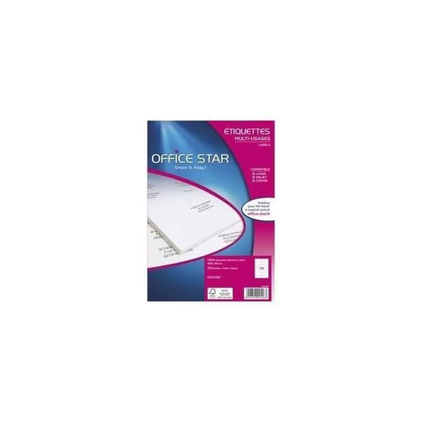 Låda med 1400 vita multifunktionella etiketter 99,1 x 38,1 mm