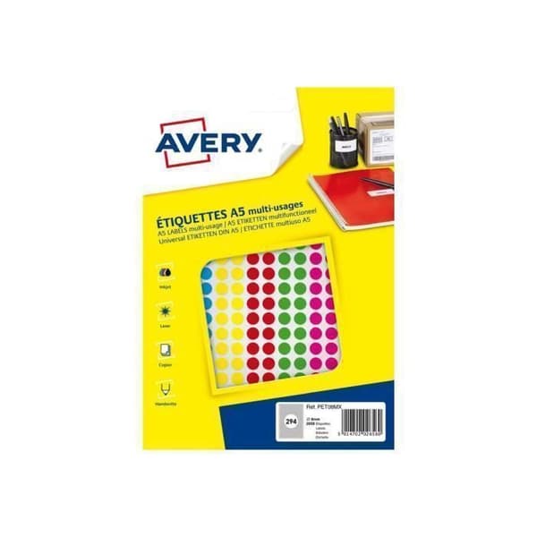 Avery A5 självhäftande etikett i olika färger (förpackning med 2058)