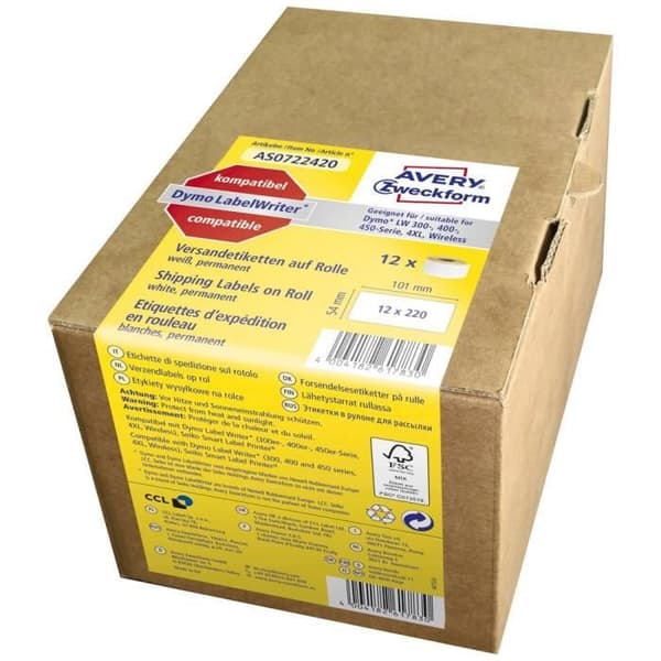 Etikett - Avery-Zweckform - AS0722420 - 101 x 54 mm - Vitt papper - 1 st permanent
