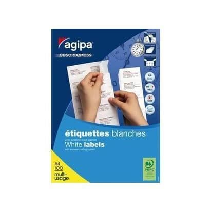 Etiketter - AGIPA - Snabbinstallation - 1400 etiketter - 104 x 42,4 mm - Permanent lim