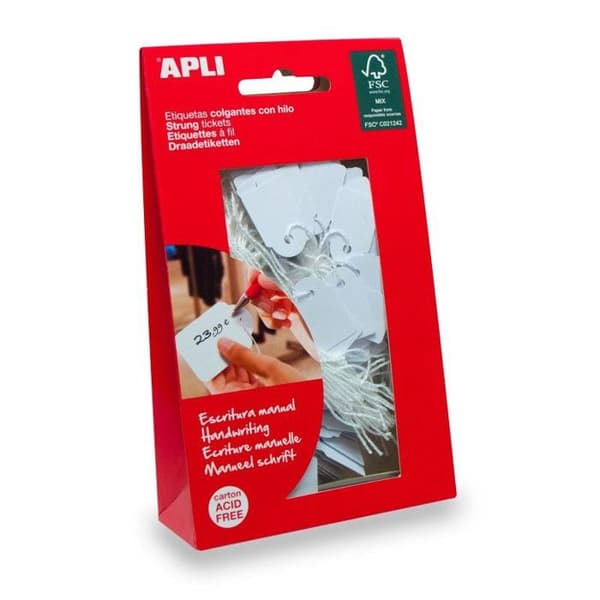 Smyckesetiketter - AGIPA - 18 x 29 mm - Vit tråd - Rundade hörn - 200 etiketter