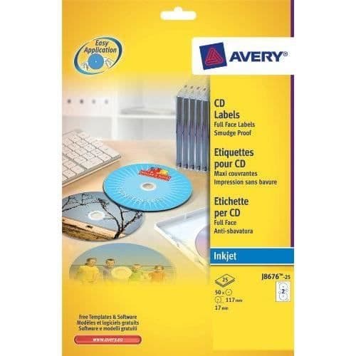 AVERY - J8676-25 - 50 vita självhäftande etiketter...