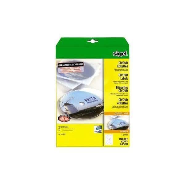 CD/DVD-etiketter - SIGEL - ClassicSize - Vit - Opaque - 50 etiketter per förpackning