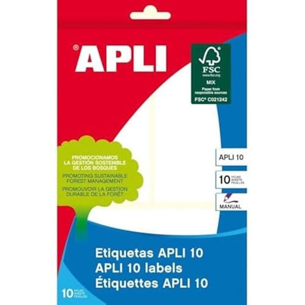 Etiketter - APLI - 1660 - 10 ark - 53 X 100 mm - Färg Vit