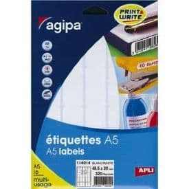 Multianvändbara vita etiketter - AGIPA - 97x46 rundade