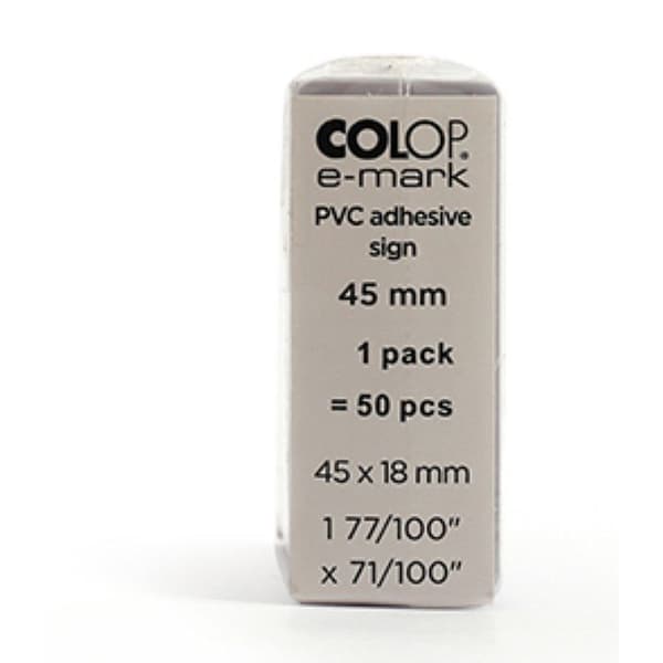 Självhäftande etiketter - COLOP - E-MARK - Paket om 50 - Plast - 45 x 18 mm