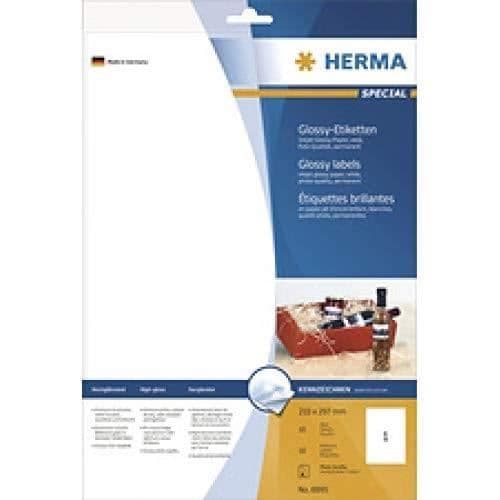 Självhäftande etiketter - HERMA - 8882 - Förpackning med 10 ark - A4-format - 90 x 120 mm - Blank